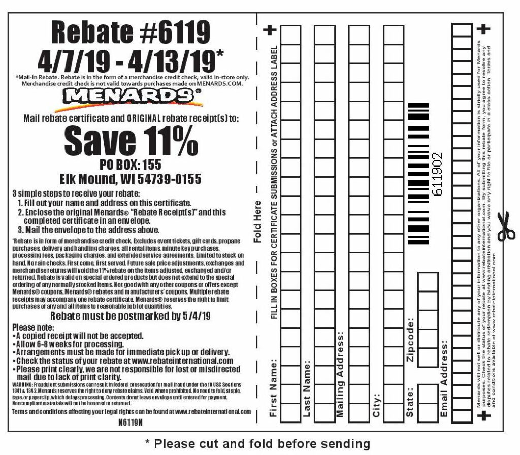 Find Expired Menards Rebate Form