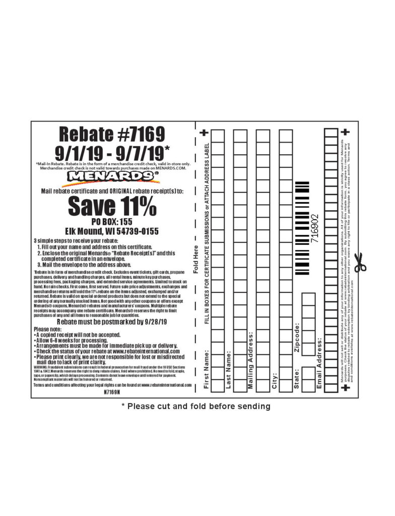 Menards Price Adjustment Rebate Form 8902