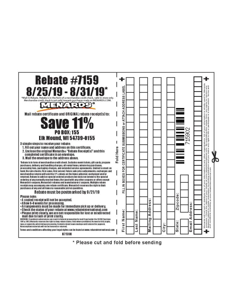 Menards Price Adjustment Rebate Form February 2024