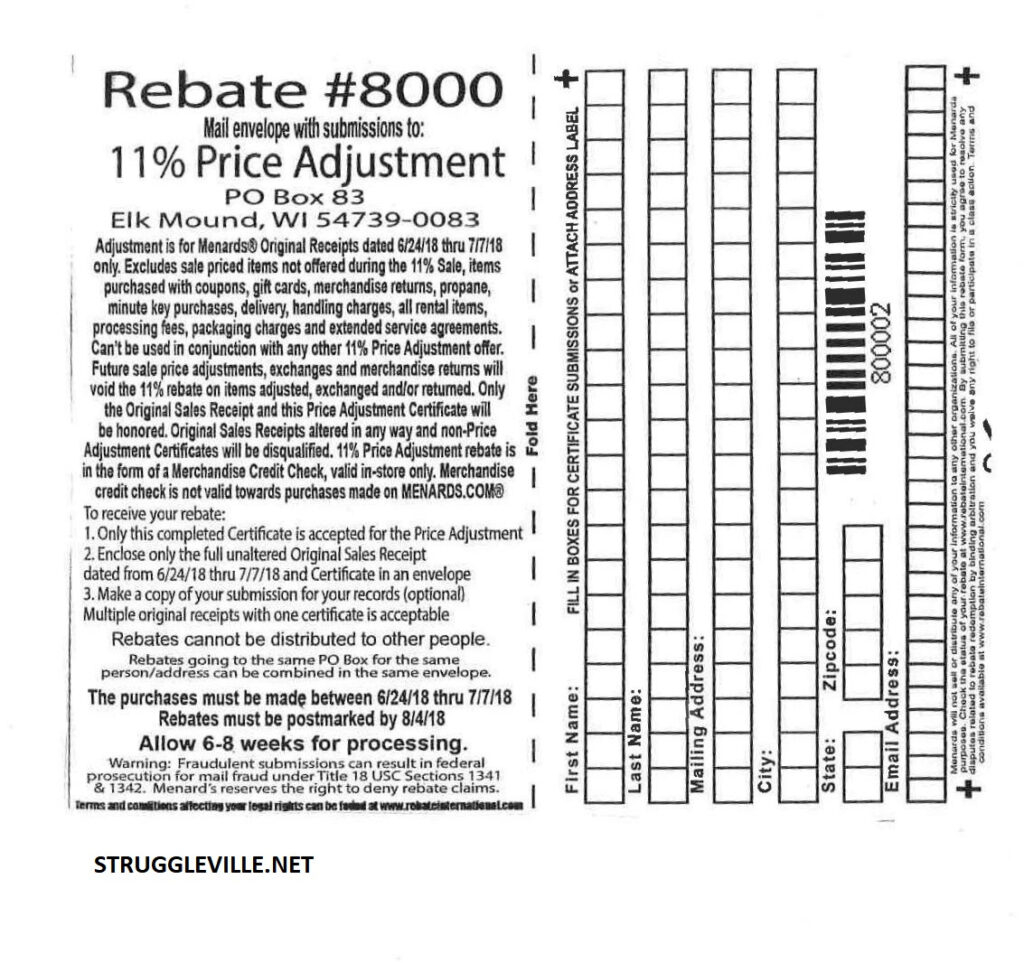 Menards Rebate Adjustment Form March 2022