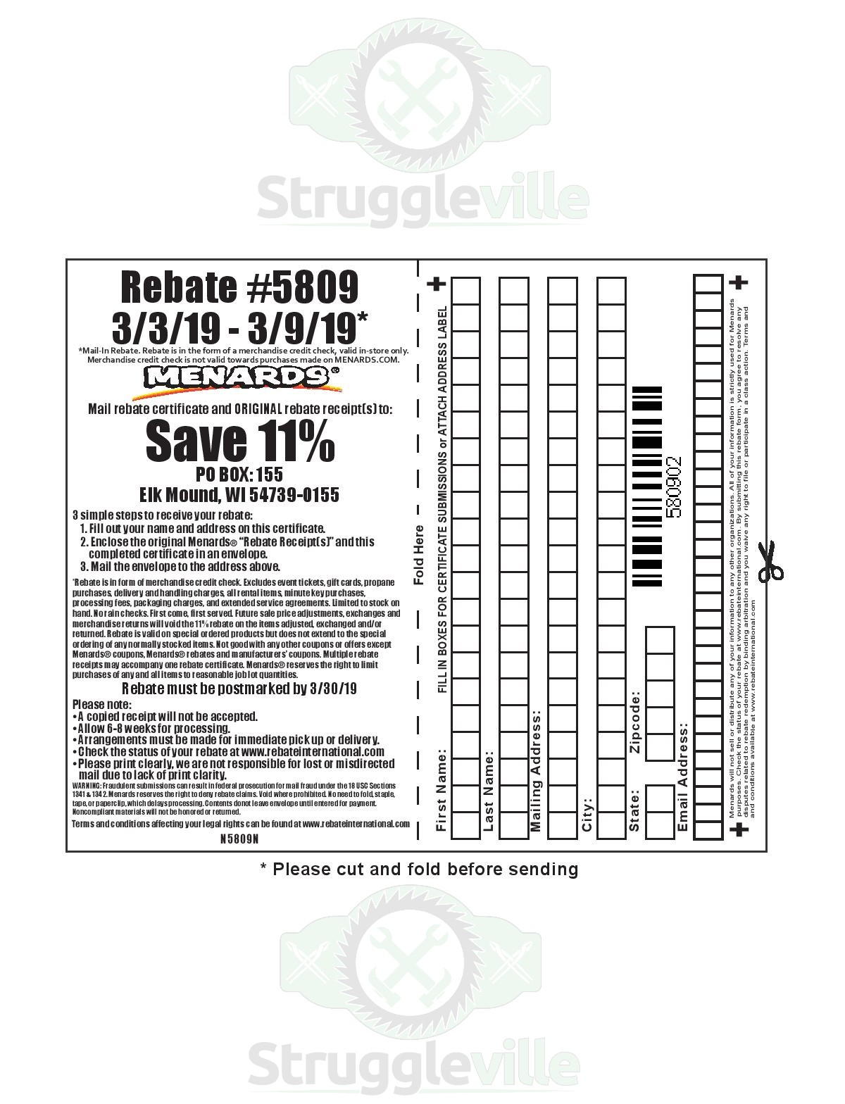 Menard’s Rebate Form 2200 Menard's Rebate Form 2200
