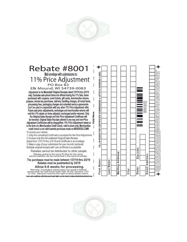 Menards Rebate Form 675 Menards Rebate Form 675