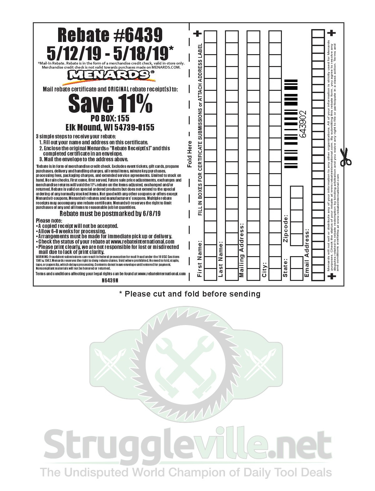 Menard’s Rebate Form 7271 Menard's Rebate Form 7271